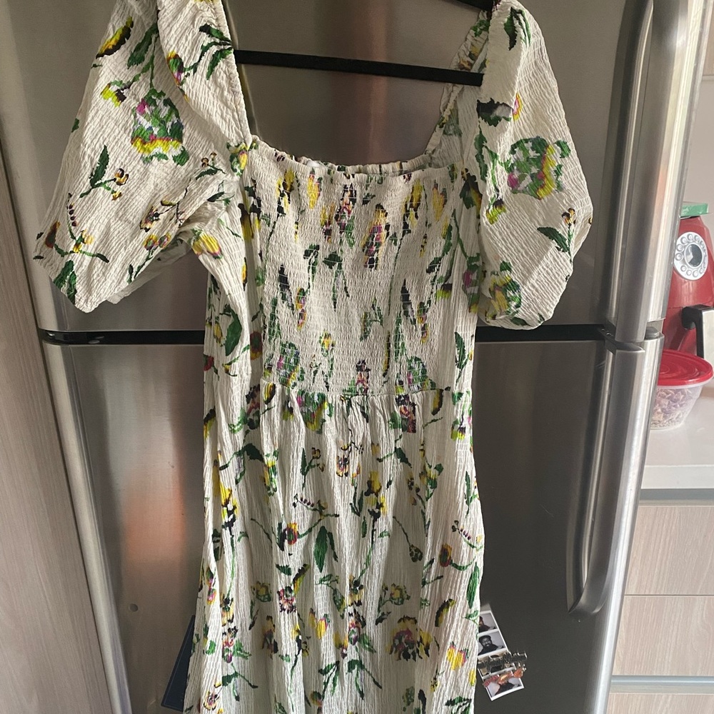 Tanya Taylor floral print smocked midi dress